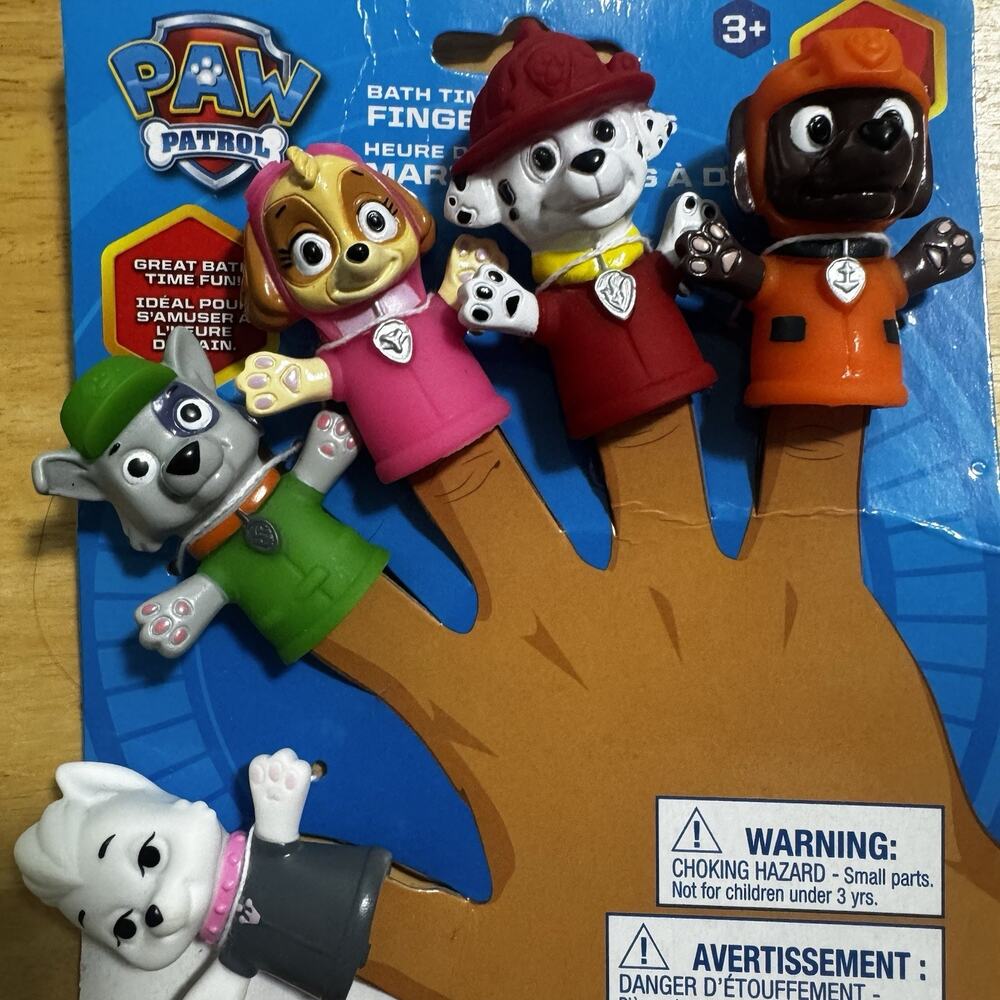 Paw Patrol Bath Time Finger Puppets Marshall Dogs Kids Child Toy Nickelodeon NEW